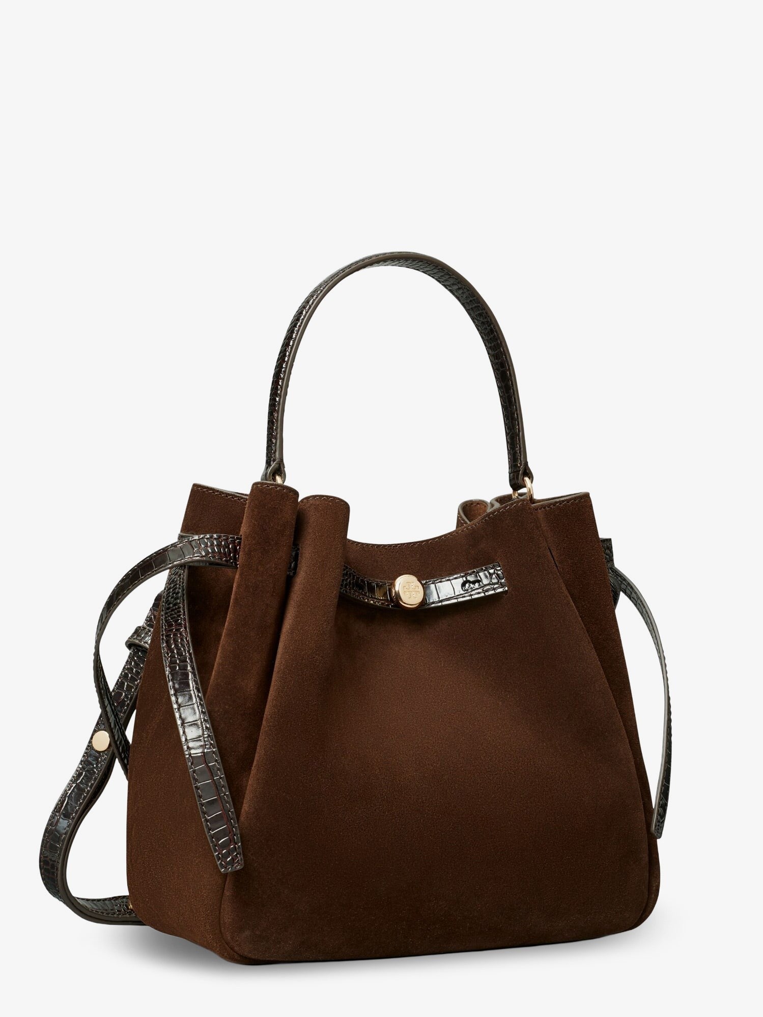 Tory Burch Women's Romy Suede Bucket Bag Brown