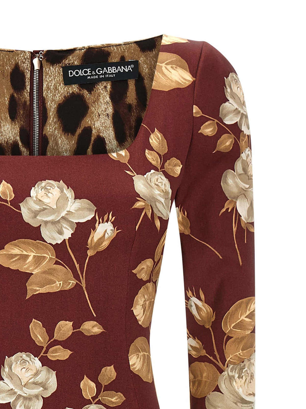 Dolce &amp; Gabbana Rose Print Dress Gold, view 3
