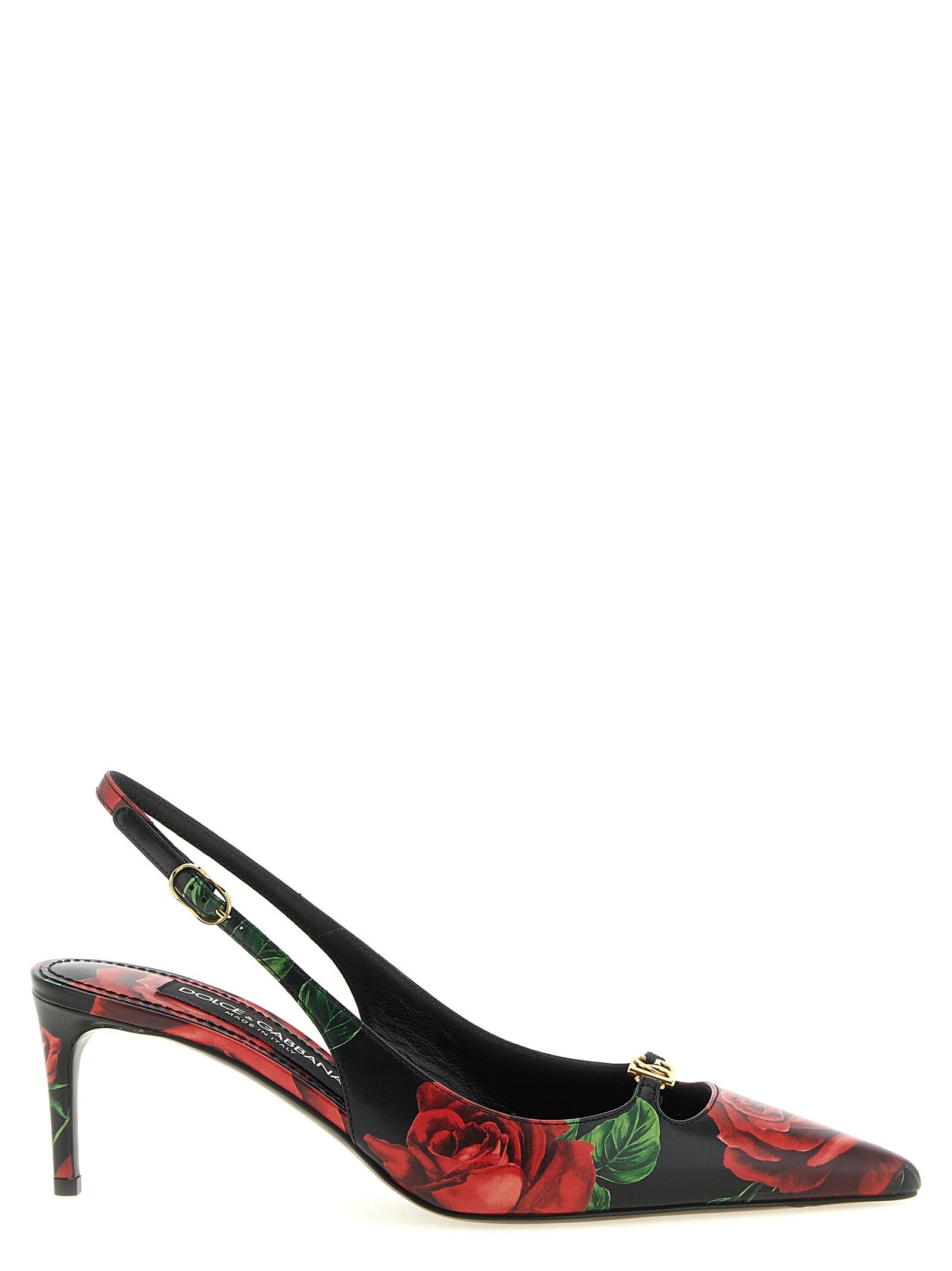 Dolce &amp; Gabbana Rose Print Slingbacks Gold