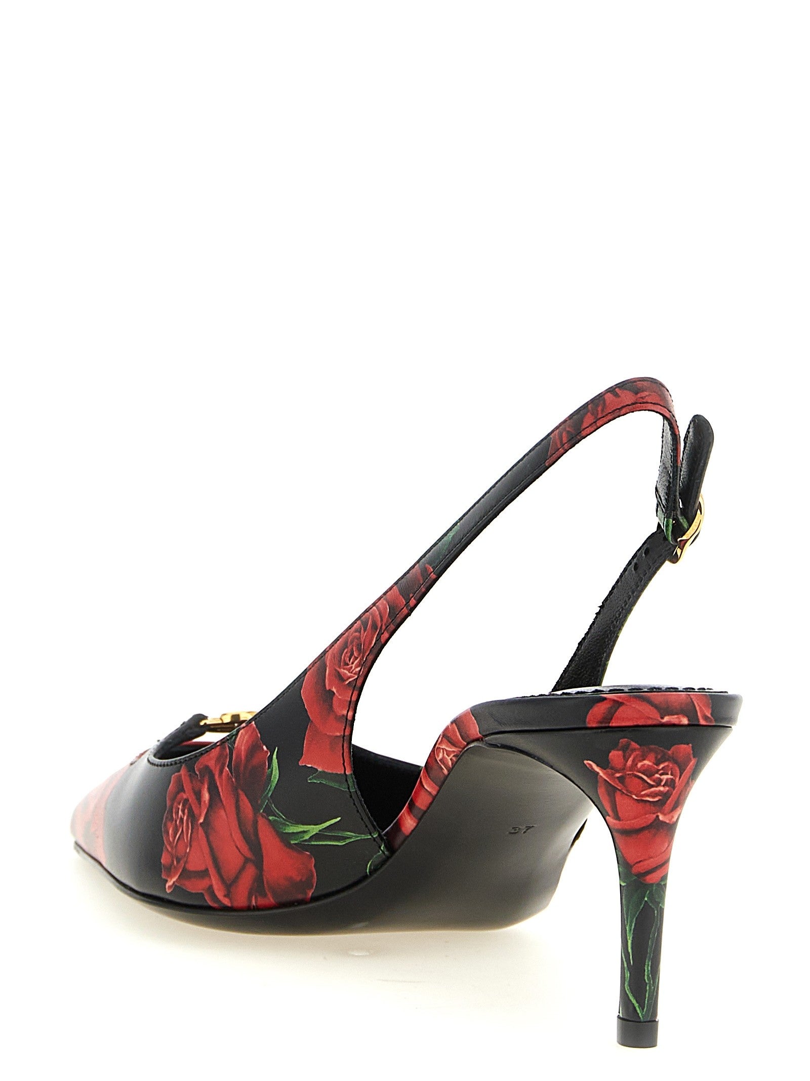 Dolce &amp; Gabbana Rose Print Slingbacks Gold