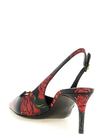 Dolce &amp; Gabbana Rose Print Slingbacks Gold