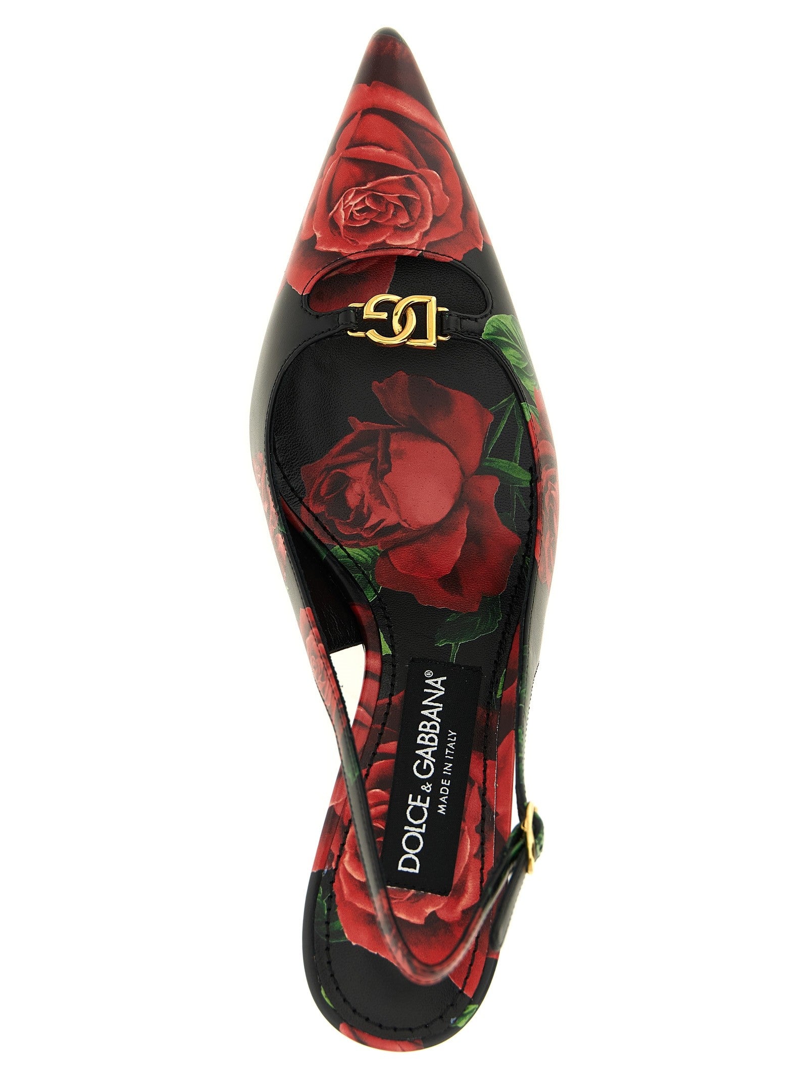 Dolce &amp; Gabbana Rose Print Slingbacks Gold