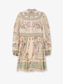 Zimmermann Women's Roselight Plunge Tapestry Print Linen Dress Green