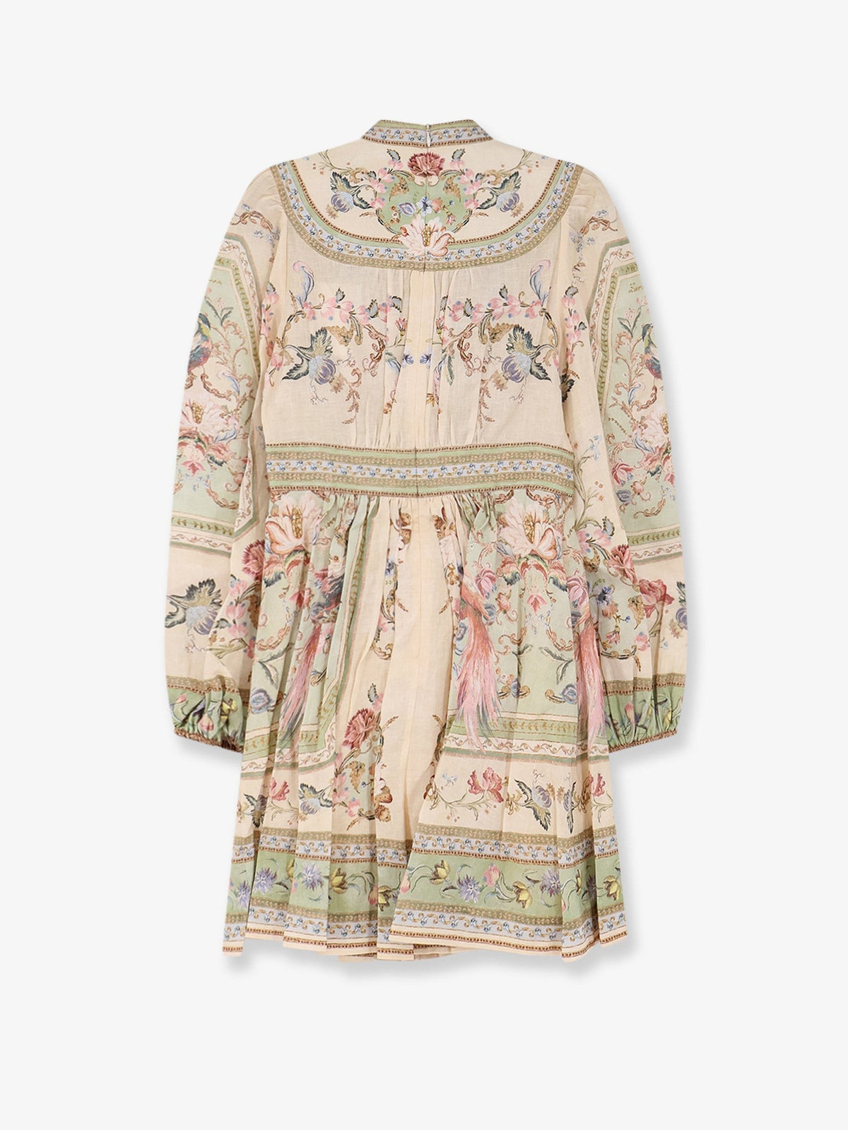 Zimmermann Women's Roselight Plunge Tapestry Print Linen Dress Green, view 2