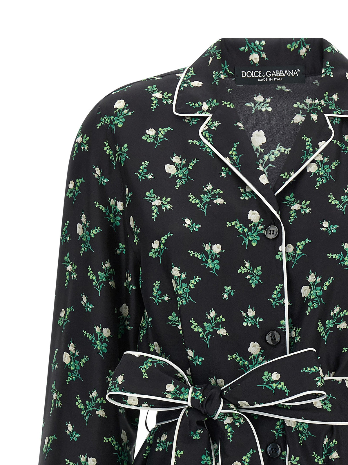 Dolce &amp; Gabbana Roselline and Lily of the Lilies of the Flowers Printed Shirt Black