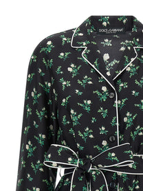 Dolce &amp; Gabbana Roselline and Lily of the Lilies of the Flowers Printed Shirt Black