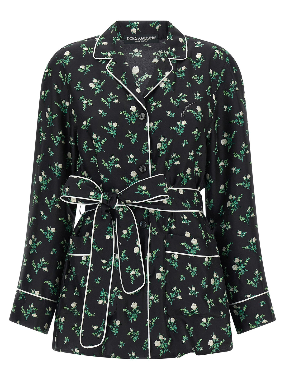Dolce &amp; Gabbana Roselline and Lily of the Lilies of the Flowers Printed Shirt Black
