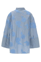 ROTATE Birger Christensen Women's Oversize Shirt with Dettoglio Floral Blue, view 2