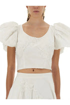 ROTATE Birger Christensen Women's Cotton Top White, view 4
