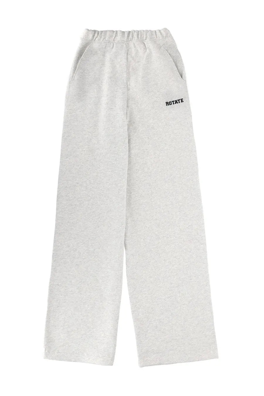 Rotate Birger Christensen women’s jogger pants grey in light gray heathered fabric with elastic waistband and black rotate logo