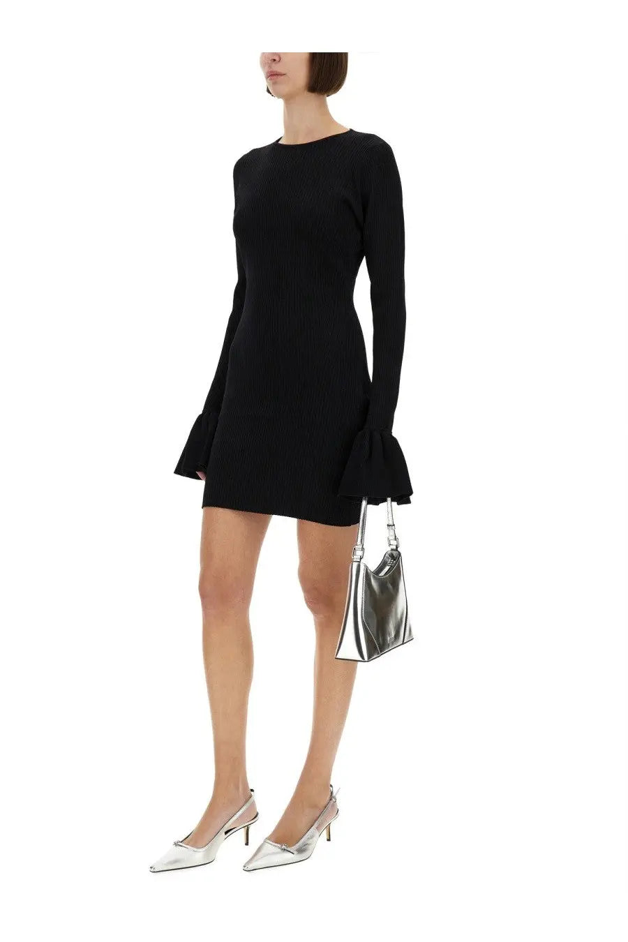 ROTATE Birger Christensen Women's Knitted Mini Dress Black, view 2