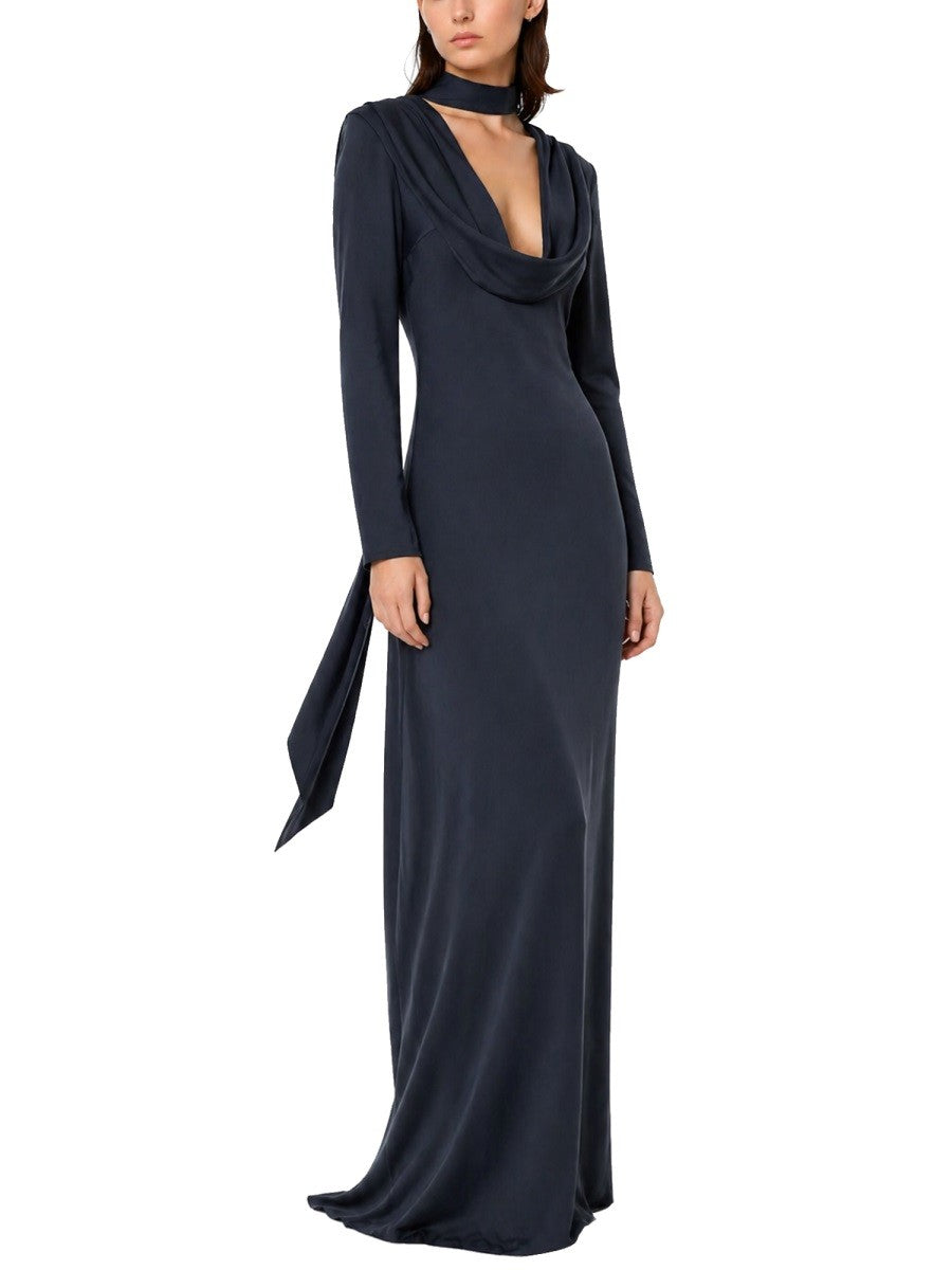 ROTATE Birger Christensen Women's Long Draped Dress Blue, view 2