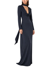 ROTATE Birger Christensen Women's Long Draped Dress Blue, view 2