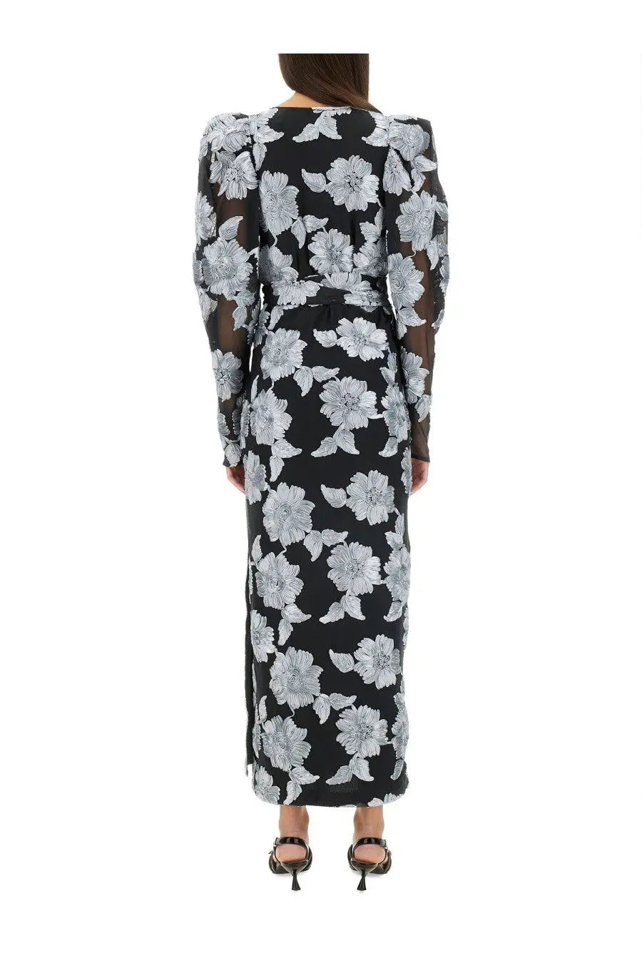 ROTATE Birger Christensen Women's Long Floral Dress Black, view 3