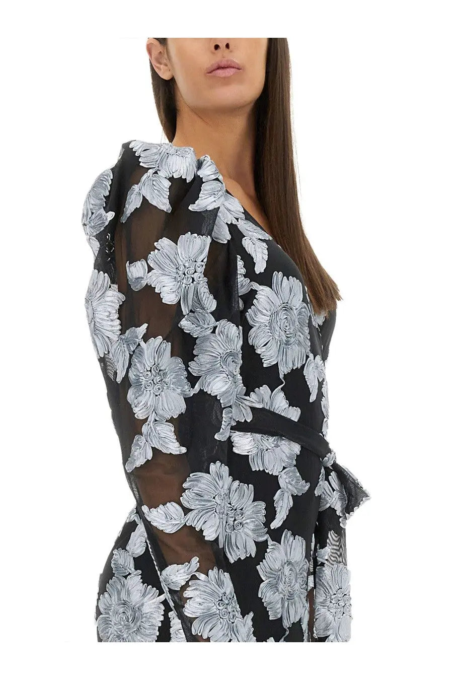 ROTATE Birger Christensen Women's Long Floral Dress Black, view 4