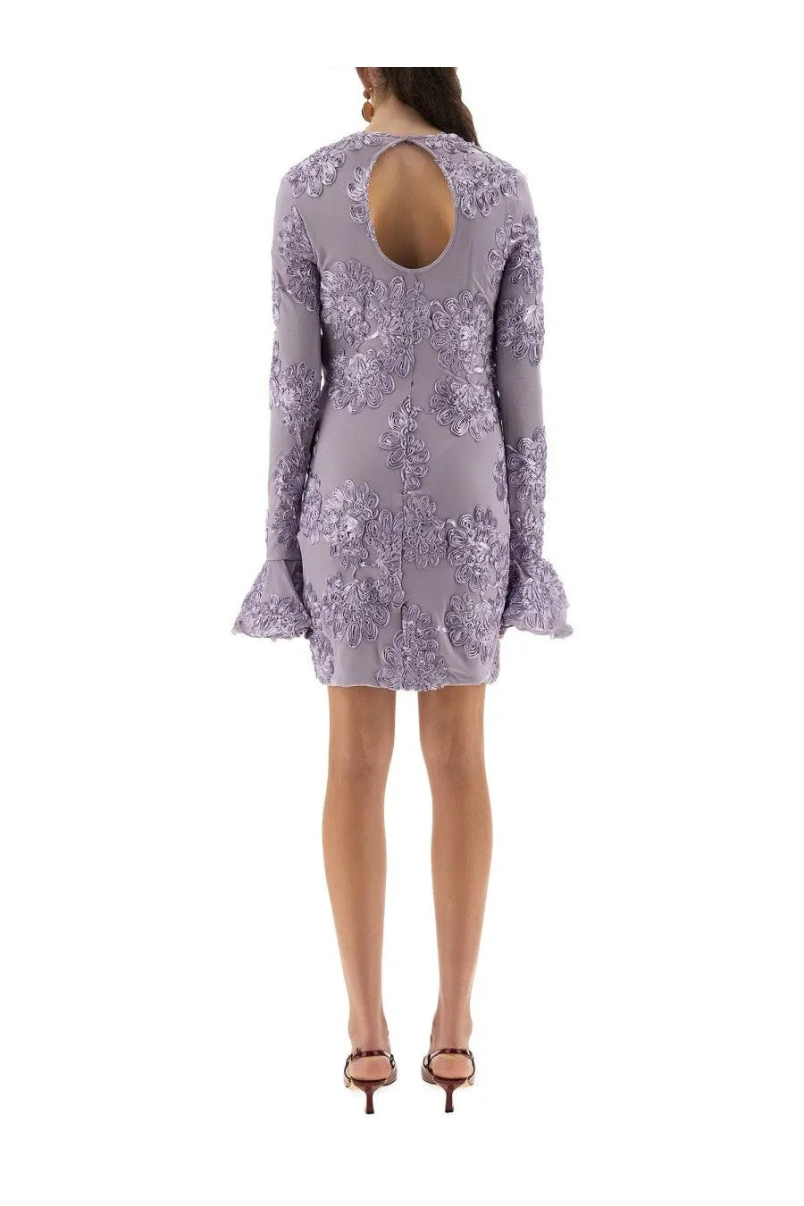 ROTATE Birger Christensen Women's Mesh Mini Dress Purple, view 3