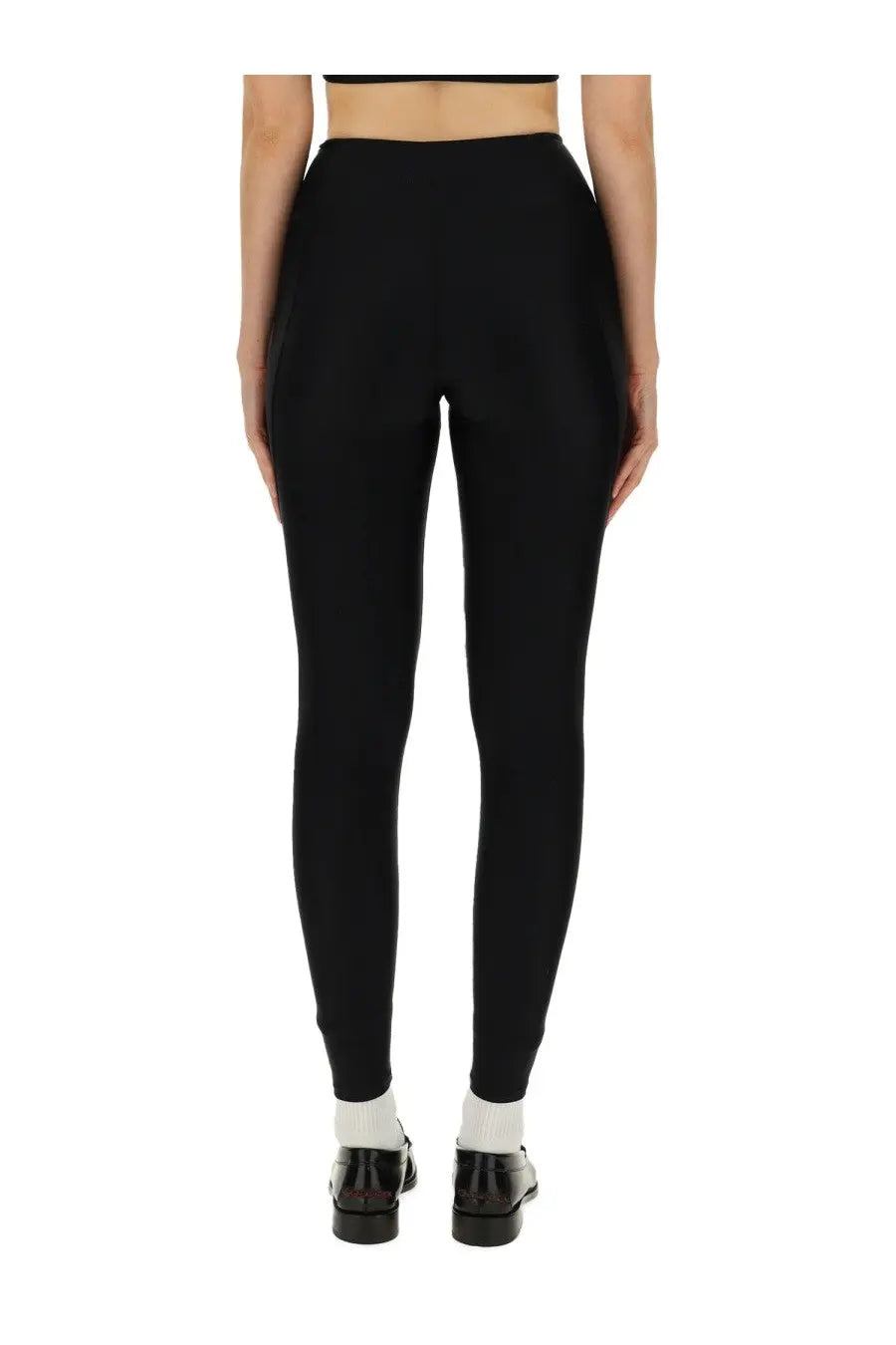 Rotate birger christensen women’s black nylon leggings with high-waisted smooth form-fitting stretch fabric