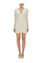 ROTATE Birger Christensen Women's Satin Gathered Mini Dress White