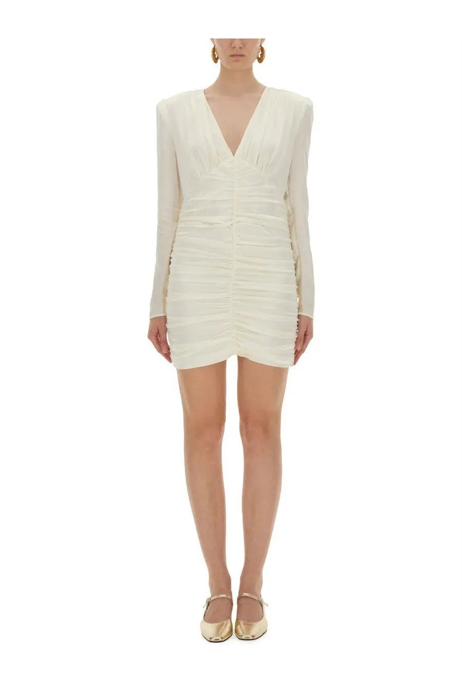 ROTATE Birger Christensen Women's Satin Gathered Mini Dress White