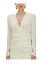 ROTATE Birger Christensen Women's Satin Gathered Mini Dress White, view 2