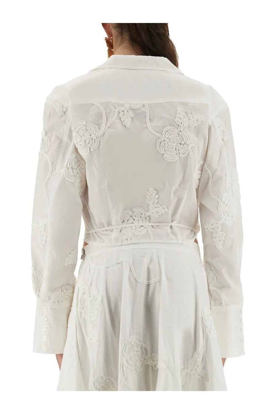 ROTATE Birger Christensen Women's Wrap Around Shirt Top White, view 3