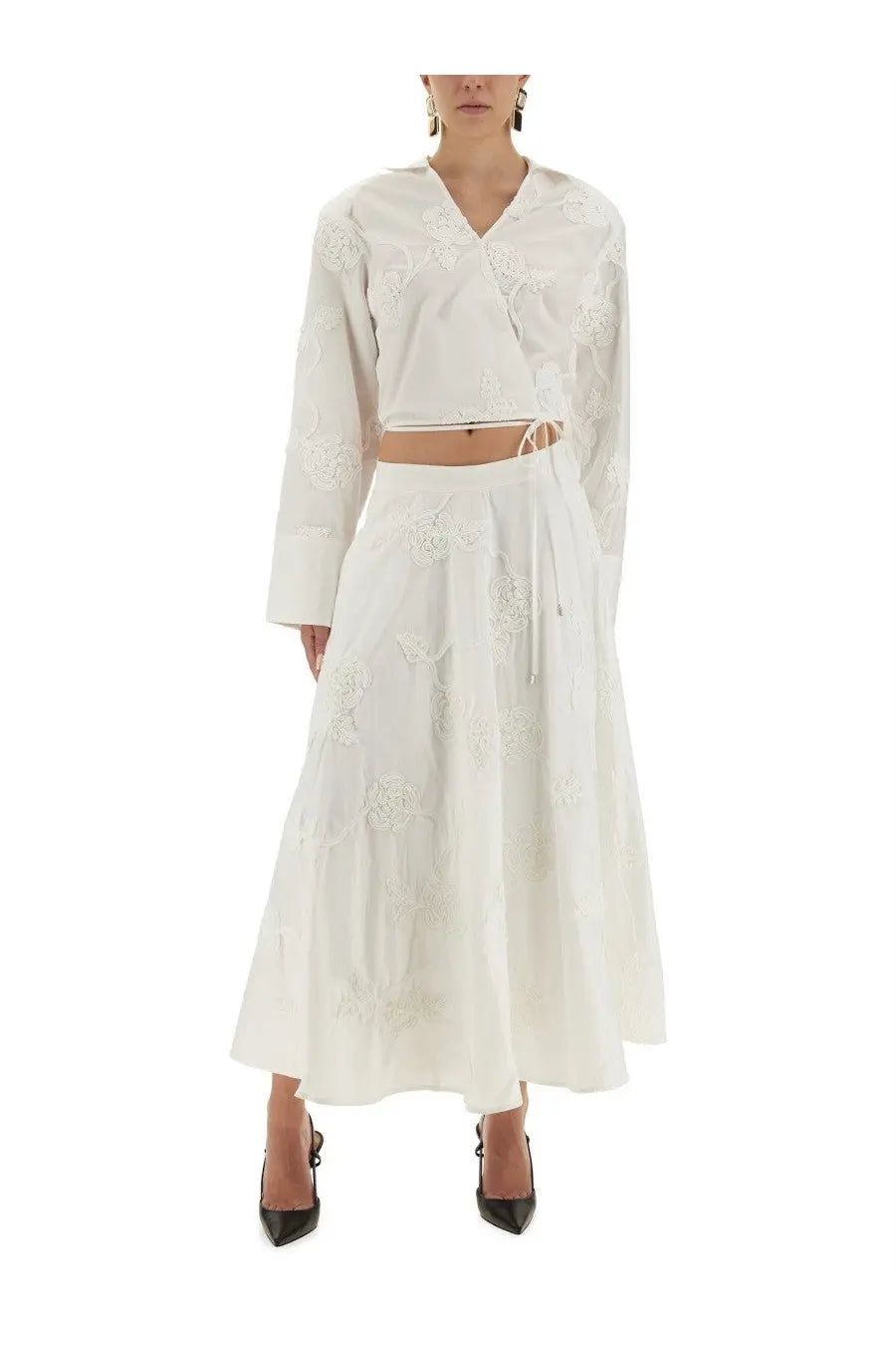 ROTATE Birger Christensen Women's Wrap Around Shirt Top White, view 2