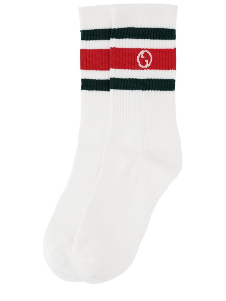 Gucci Men's Round GG Crossover Sock Multicolor