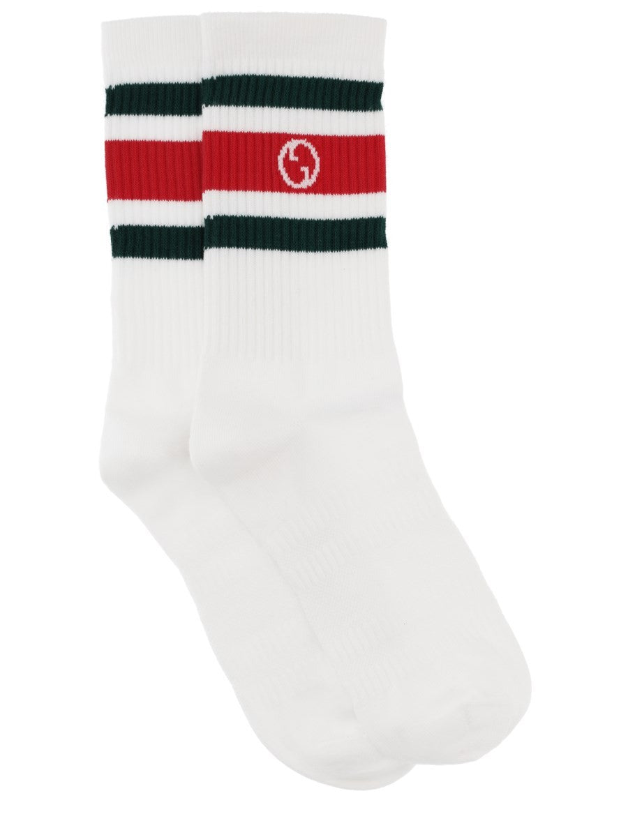 Gucci Men's Round GG Crossover Sock Multicolor