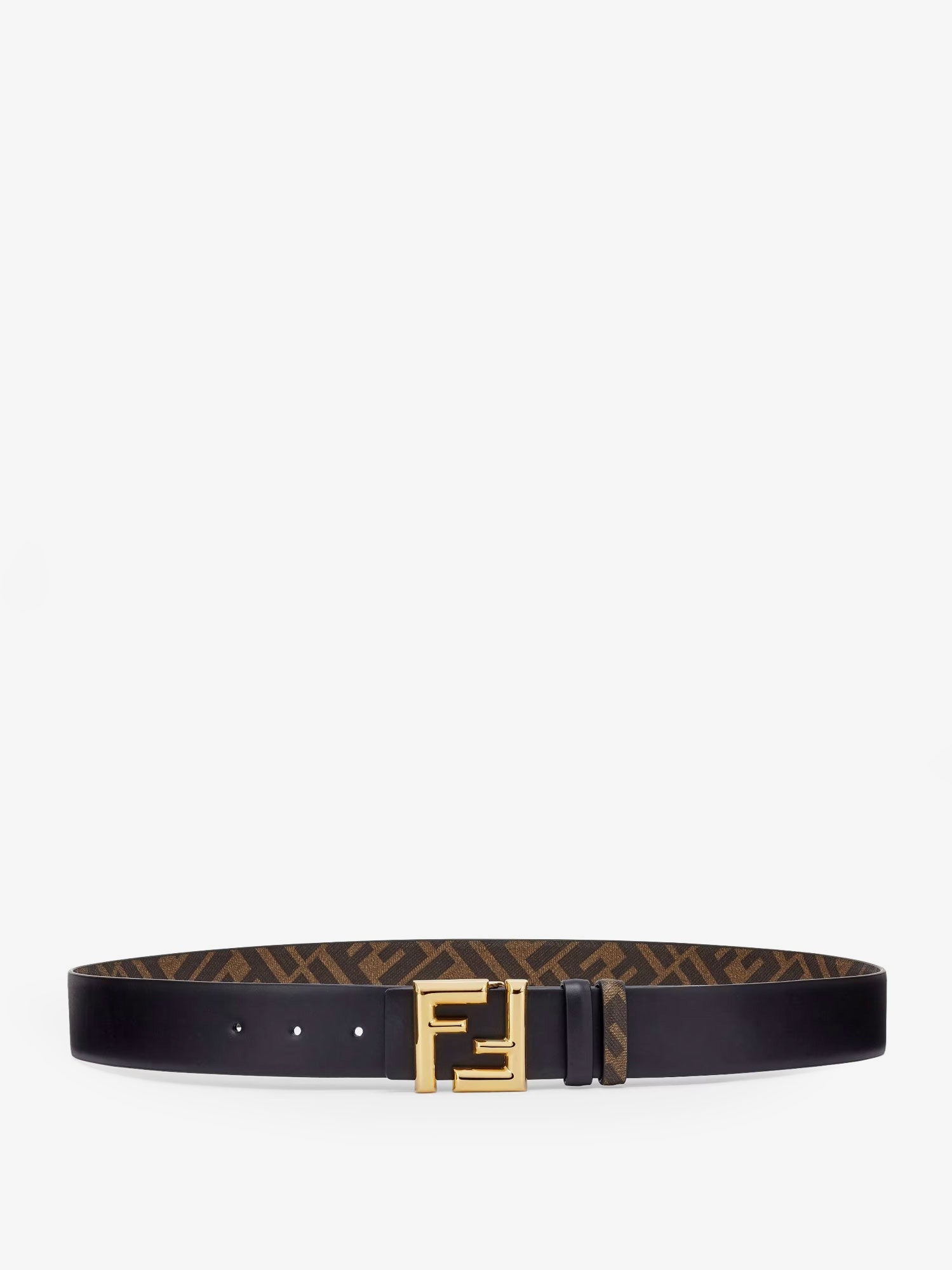 Fendi Men's Rounded Reversible Belt Black