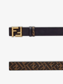 Fendi Men's Rounded Reversible Belt Black