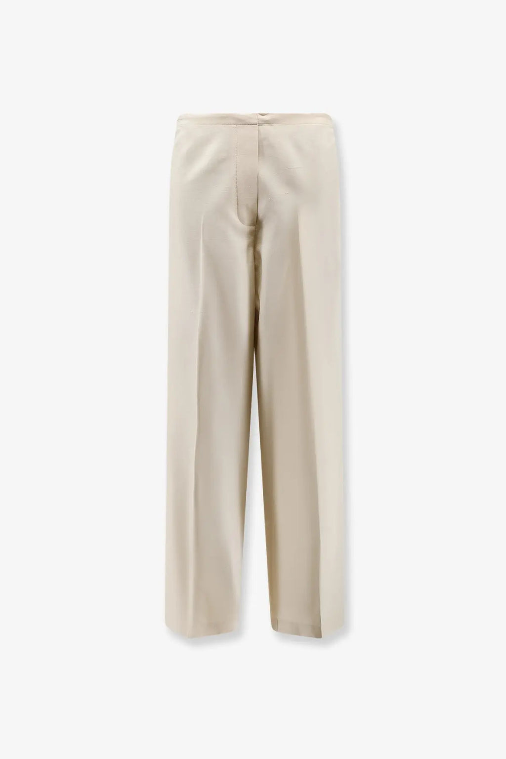 The row womens beta silk trousers white featuring beige wide-leg tailored fabric with clean front creases