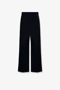 Black high-waisted wide-leg wool trousers from The Row with a sleek straight-cut silhouette for women