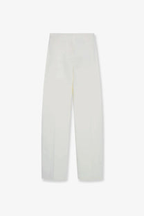 The Row women’s Galileo cotton and silk cream high-waisted straight-leg trousers with a minimalist design