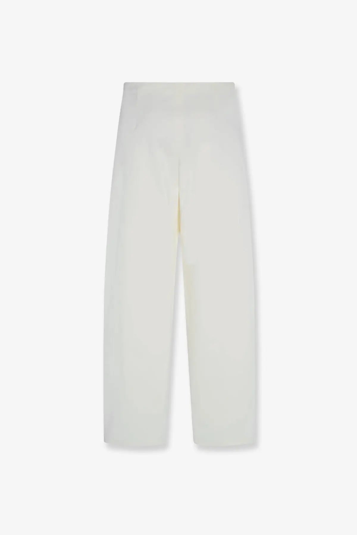 Cream-colored wide-leg trousers with smooth flowing fabric and minimalist design by the row in cotton and silk