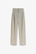 The Row Women's Iven Silk and Nylon Trousers Grey