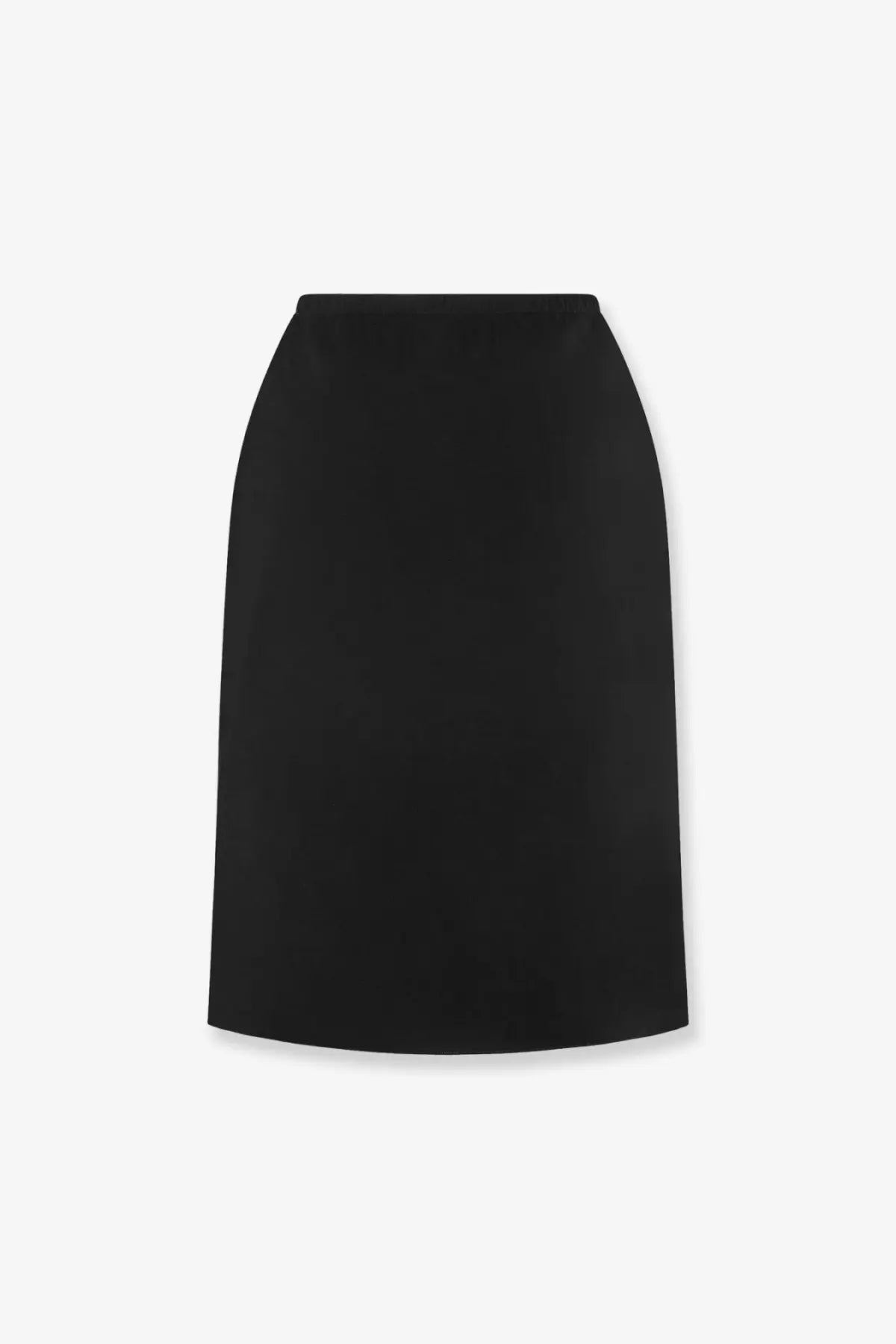 The row women’s ivera stretch silk black a-line skirt with a smooth tailored fabric front view