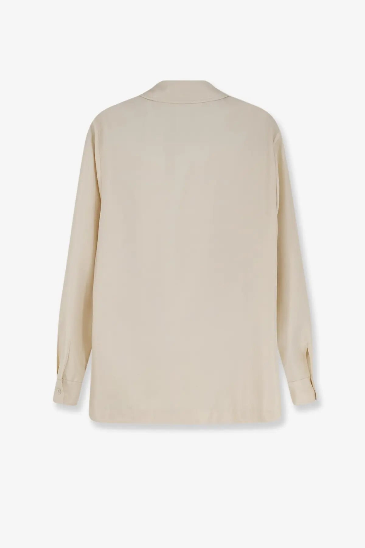Beige silk blouse with classic collar and long sleeves from The Row women’s Lucetta silk shirt white collection