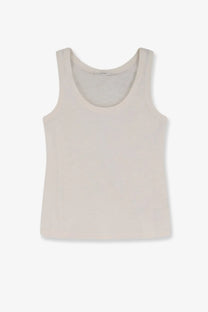 The row women’s nobue tank top off-white sleeveless with round neckline made of cotton and linen blend fabric