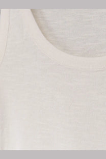 The Row women’s Nobue tank top in snow is a soft off-white cotton and linen blend with a simple round neckline