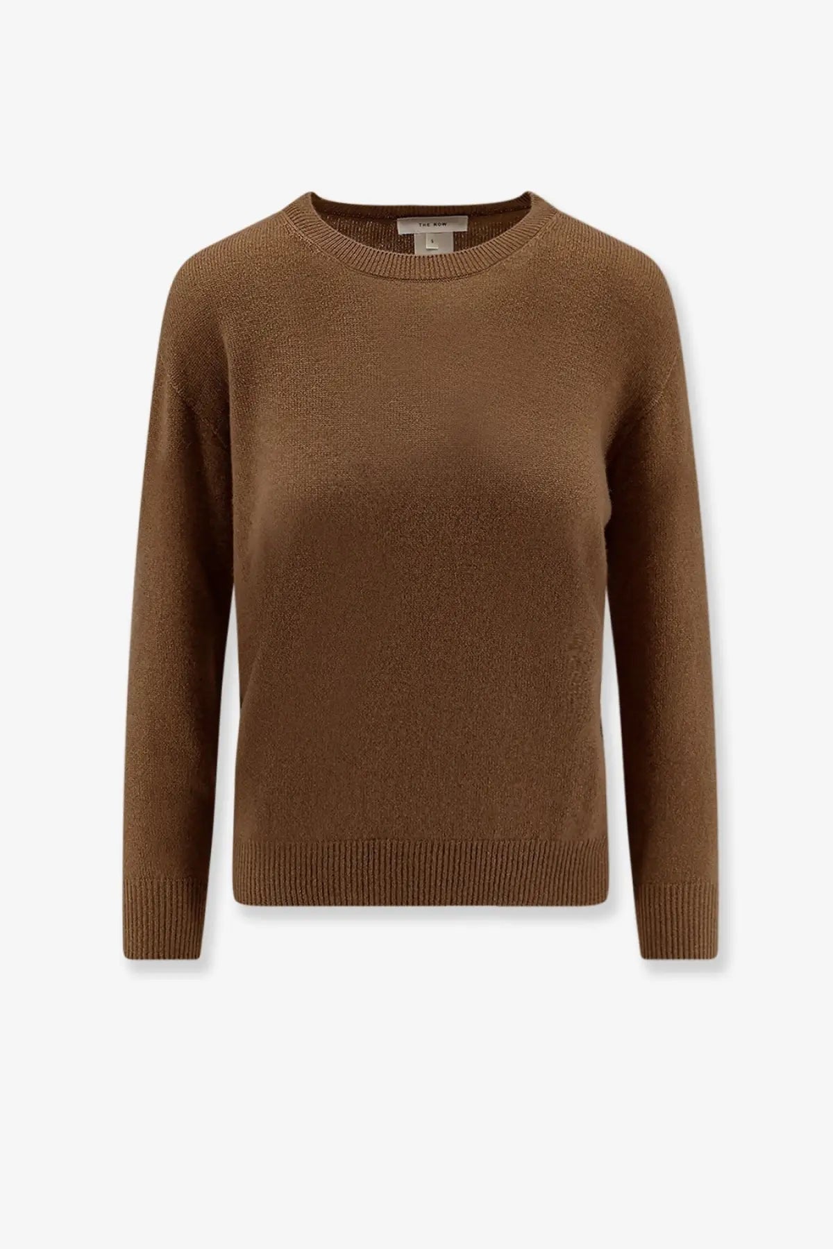 The Row women’s noler cashmere sweater beige soft camel-colored with classic crew neck and ribbed cuffs