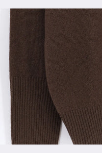The row women’s odelle top brown cashmere sweater sleeve with ribbed cuffs knitting detail