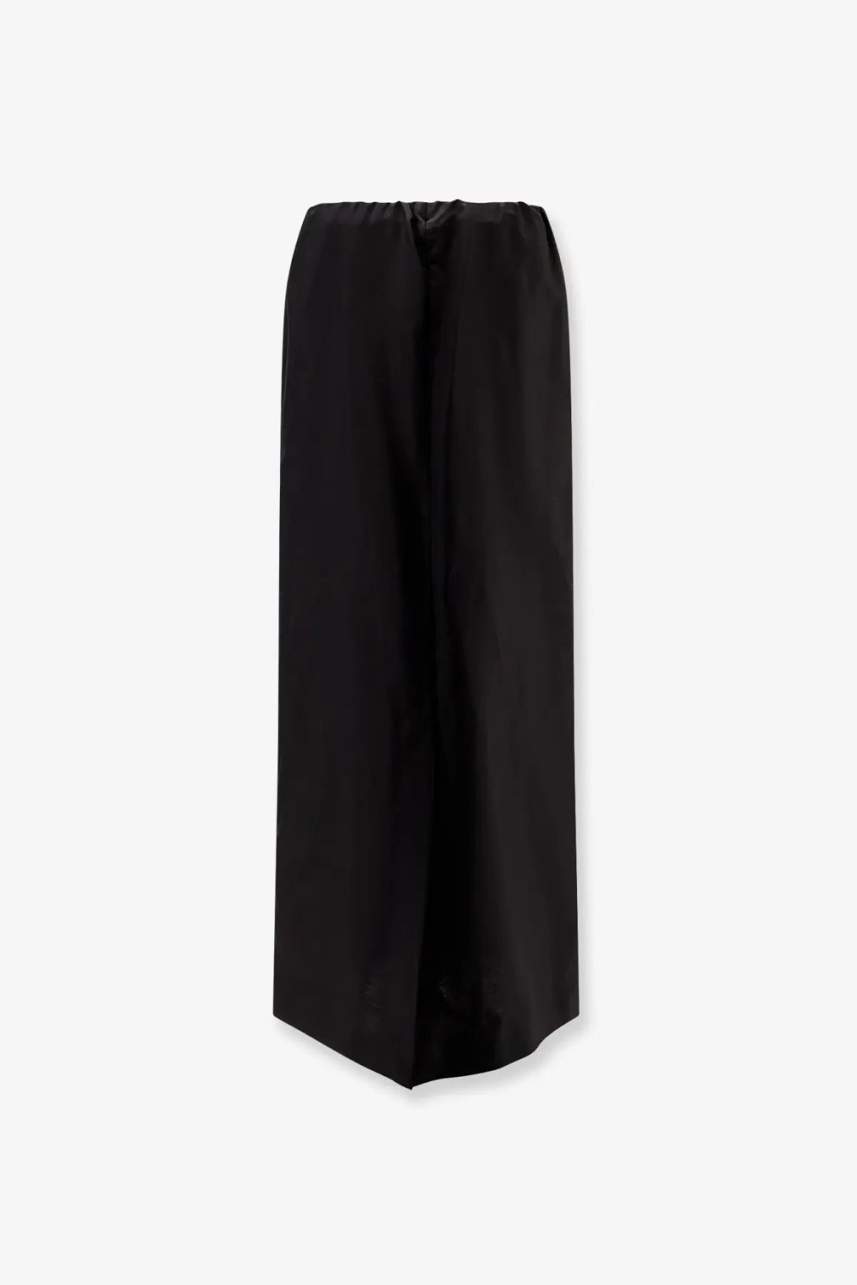 The row women’s black satin wide-leg trousers with a gathered waistband in cotton and silk blend