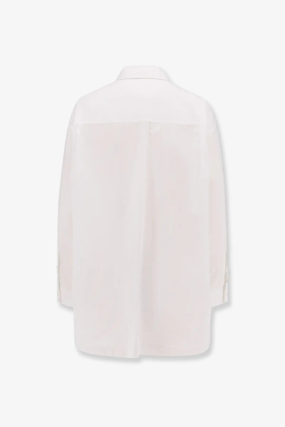 The row womens victoria cotton shirt white is a minimalist white button-up with tailored silhouette and vertical seam detailing