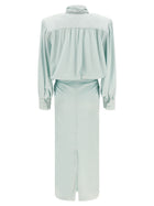 ROTATE Birger Christensen Ruched Long Dress Blue, view 2