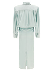 ROTATE Birger Christensen Ruched Long Dress Blue, view 2