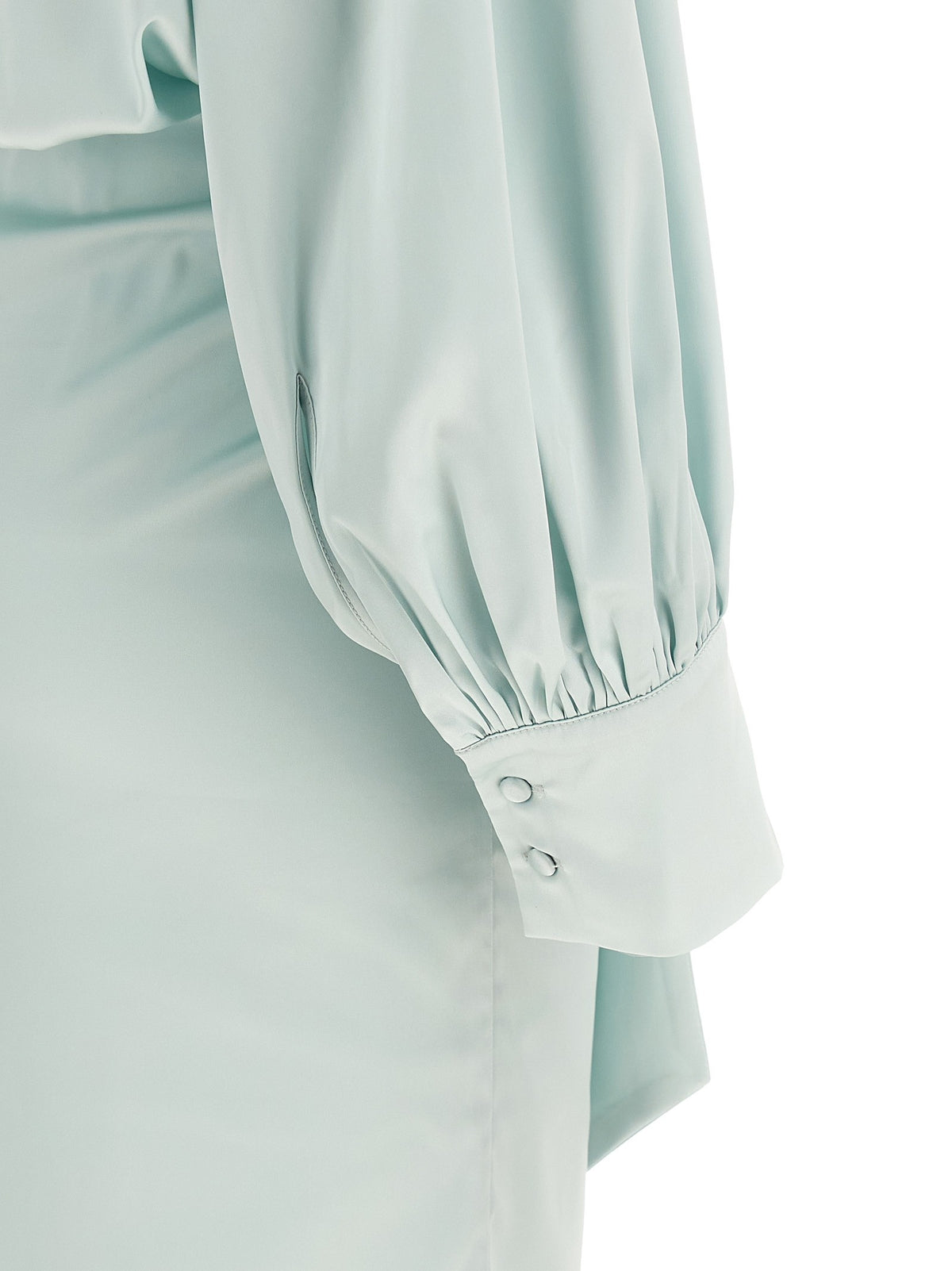 ROTATE Birger Christensen Ruched Long Dress Blue, view 4