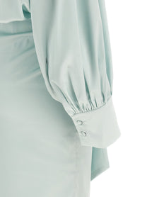ROTATE Birger Christensen Ruched Long Dress Blue, view 4