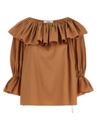 Chloé Ruffle Blouse Beige