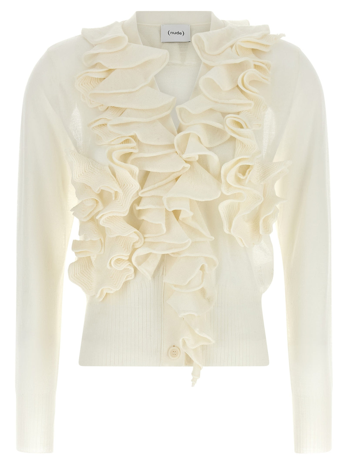 Nude Lucy Ruffle Cardigan White
