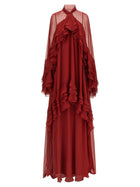 Alberta Ferretti Ruffle Dress Red
